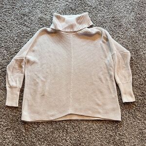 Rachel Zoe Cream Ribbed Turtleneck Sweater
